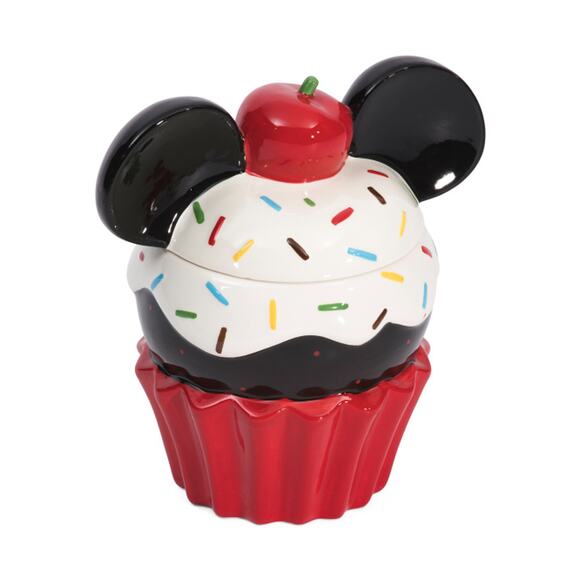 DISNEY Mickey Mouse Cupcake Sprinkles Collector Cookie Jar Canister Ceramic NEW - Picture 1 of 8
